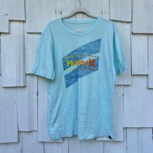 Hurley Men's Everyday Washed Graphic‎ T Shirt Blue Size Medium Palm Tree Logo